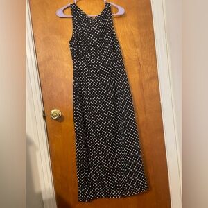 RIHOAS Black & White Polka Dot Maxi Dress w/Black Slip - Women’s Small